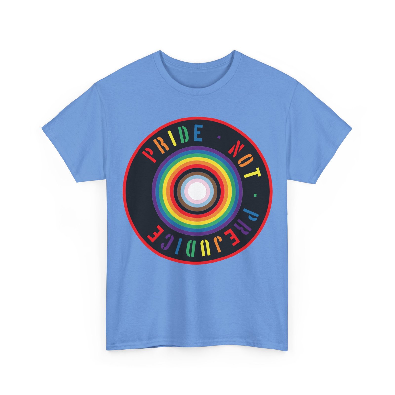 Pride Not Prejudice Target Tee — LGBTQ+ Progress Flag Circle Design - Image 6